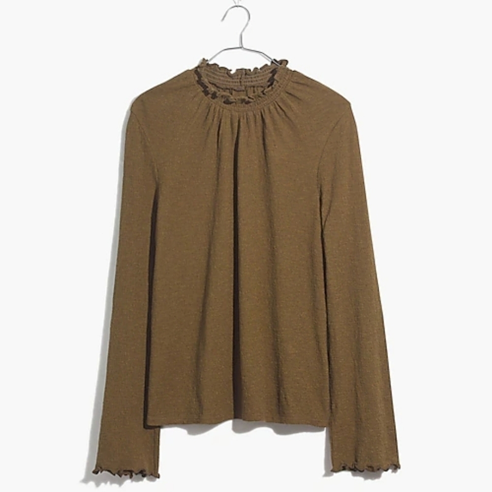 Madewell Texture & Thread Ruffled Mockneck Top - Picture 1 of 11